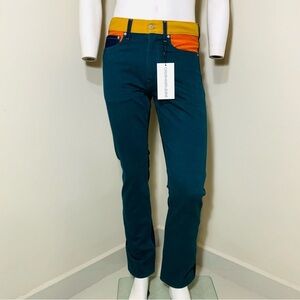 Calvin Klein Jeans CKJ 035 Straight Leg Colorblock Pants Men’s Size 34x32 Teal